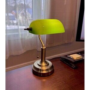 NEW Green Banker’s Lamp - Vintage Style with Glass Shade
